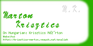 marton krisztics business card